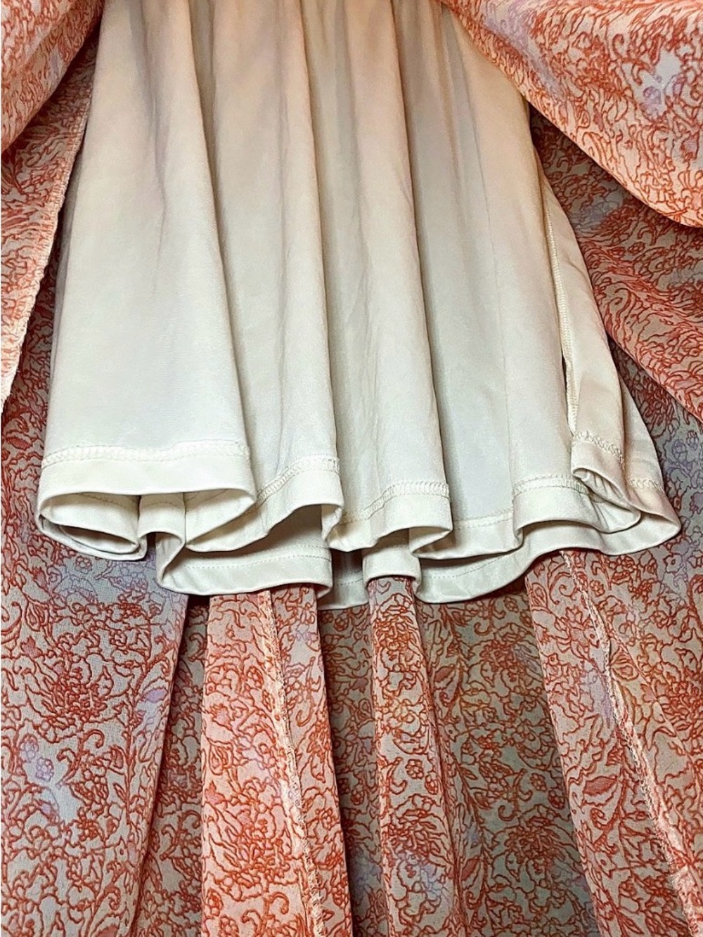 Dizzy Lizzy Coral Orange Paisley Handkerchief Hem Cottagecore Boho Midi Dress XL - Picture 13 of 16